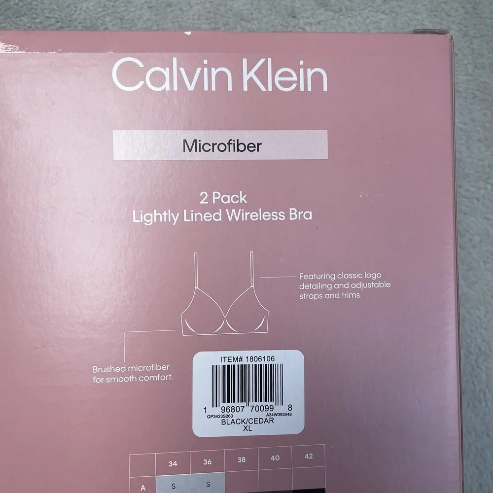 Calvin Klein Women's XL Wireless Bra Black/Cedar e0607 - Picture 2 of 5